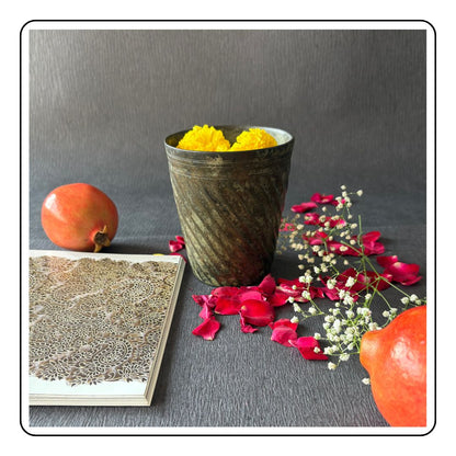 Cast Bronze Goblet - LIMITED EDITION - Sattva Best of India - Cast Bronze Goblet - LIMITED EDITION with flowers 