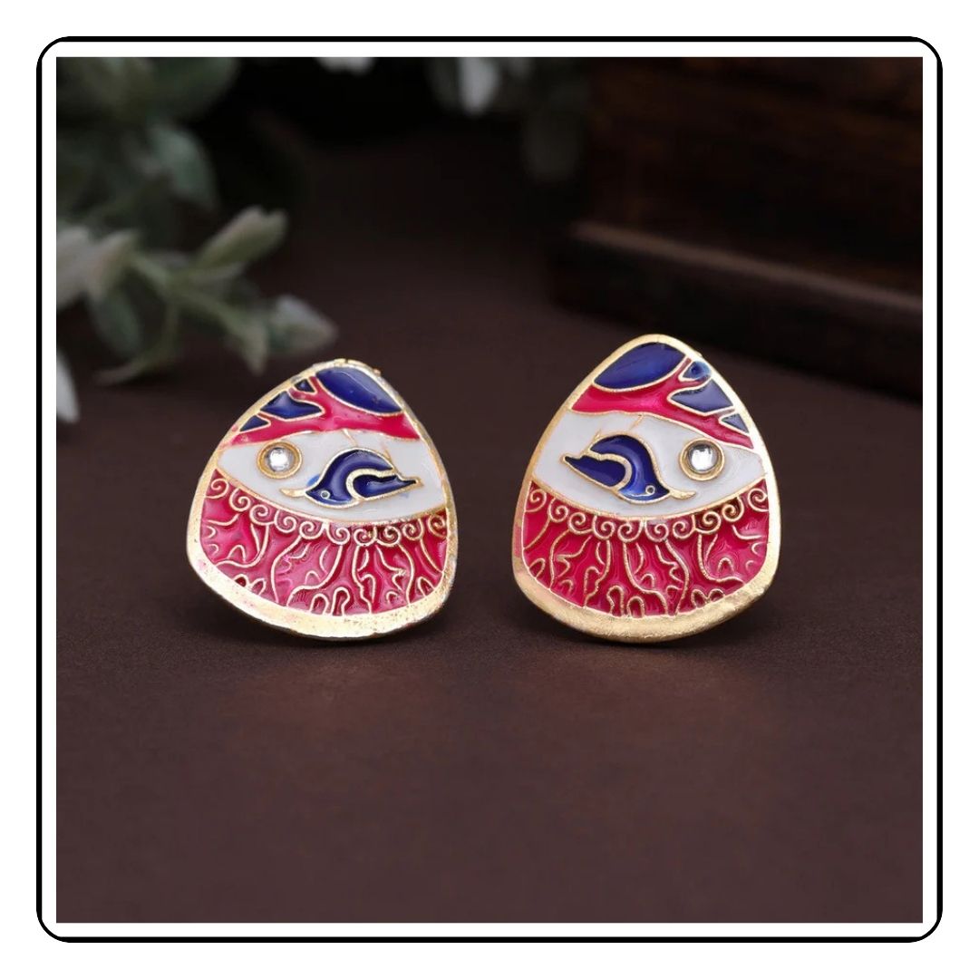 Rani Pink Sparrow Earrings from Sattva Best of India, elegant and vibrant,