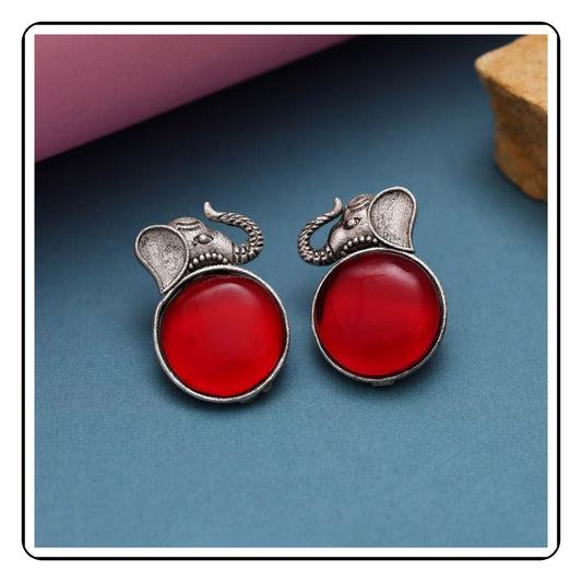 Boho Elephant Red Earrings by Sattva Best of India, adding vibrant style and cultural flair to any outfit