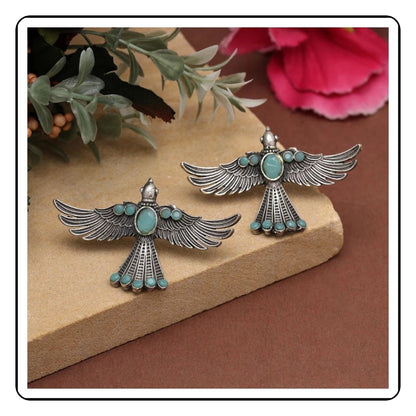 Flying Eagle Sky Blue Earrings - Traditional Earrings- Sattva Best Of India