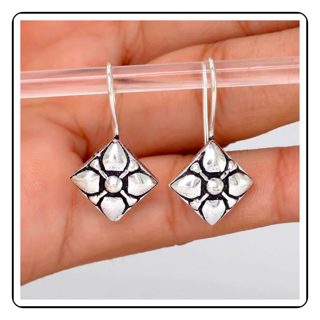 Square Shape Oxidised Earring- Traditional Earrings- Sattva Best Of India