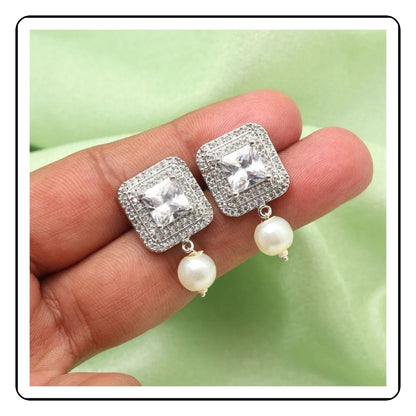 White Dewdrop Moti Earrings -sattva best of india