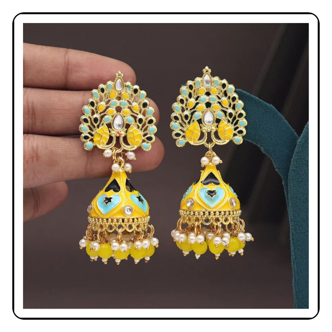 Rani Roop Yellow Earrings Traditional Earrings- Sattva Best Of India