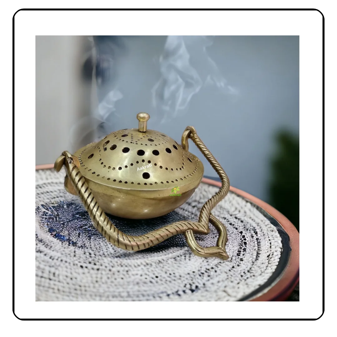 Brass Incense Holder Full Side view