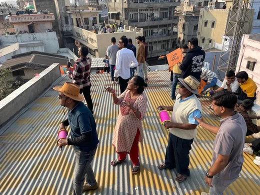 playing with kites in Ahmedabad, India
