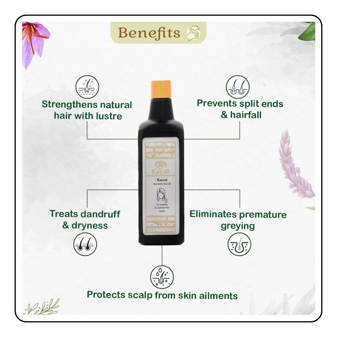 Best Ayurvedic Hair Oil - Kairoil - 200ml - Sattva Best of India - Best Ayurvedic Hair Oil - Kairoil - 200ml pic 3 benefits