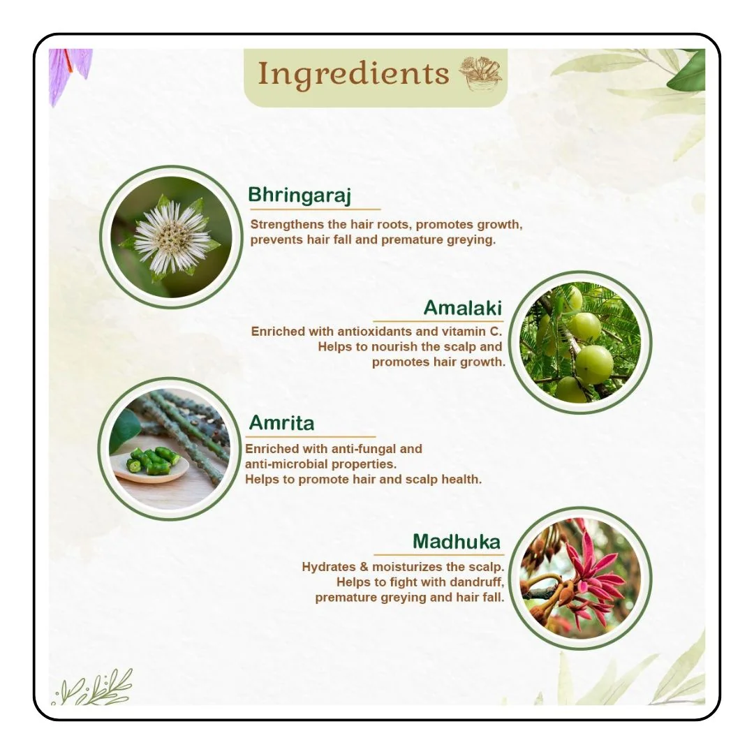 Best Ayurvedic Hair Oil - Kairoil - 200ml - Sattva Best of India - Best Ayurvedic Hair Oil - Kairoil - 200ml pic 4 ingredients