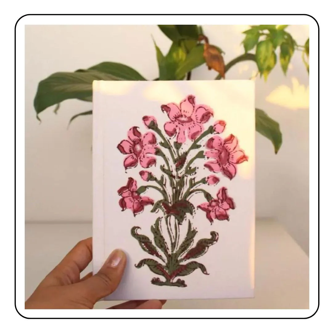 Hand Printed Black Floral Notebook - LIMITED EDITION - Sattva Best of India - #original_alt_text#