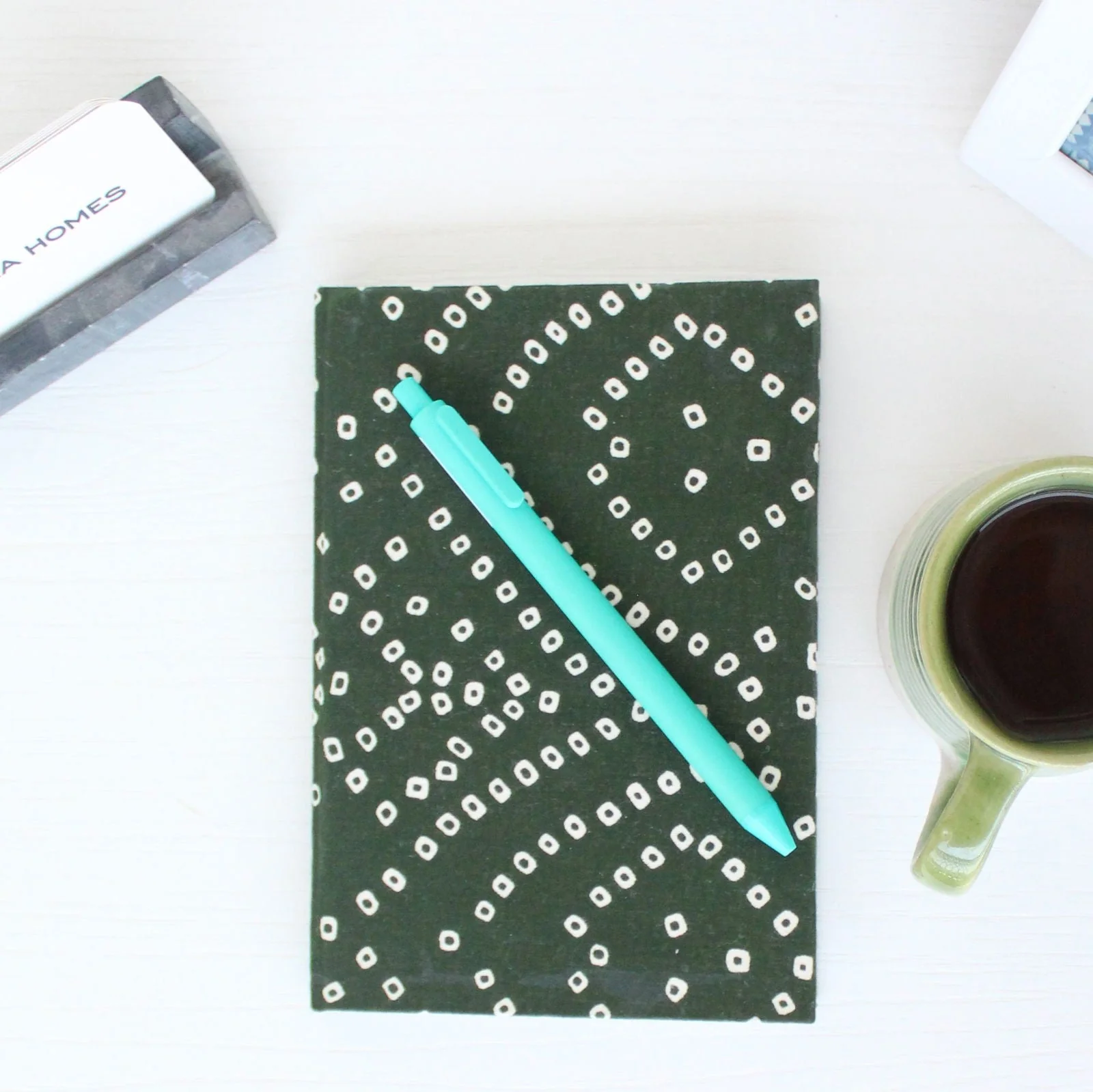 Hand Printed Dark Green Floral Notebook - LIMITED EDITION - Sattva Best of India -