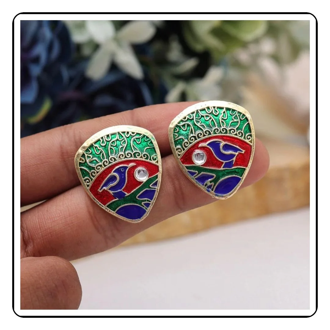 Maroon_Green_Sparrow_Earrings_-_Sattva_Best_of_India_-_-7130862 Maroon Green Sparrow Earrings - Sattva Best of India -