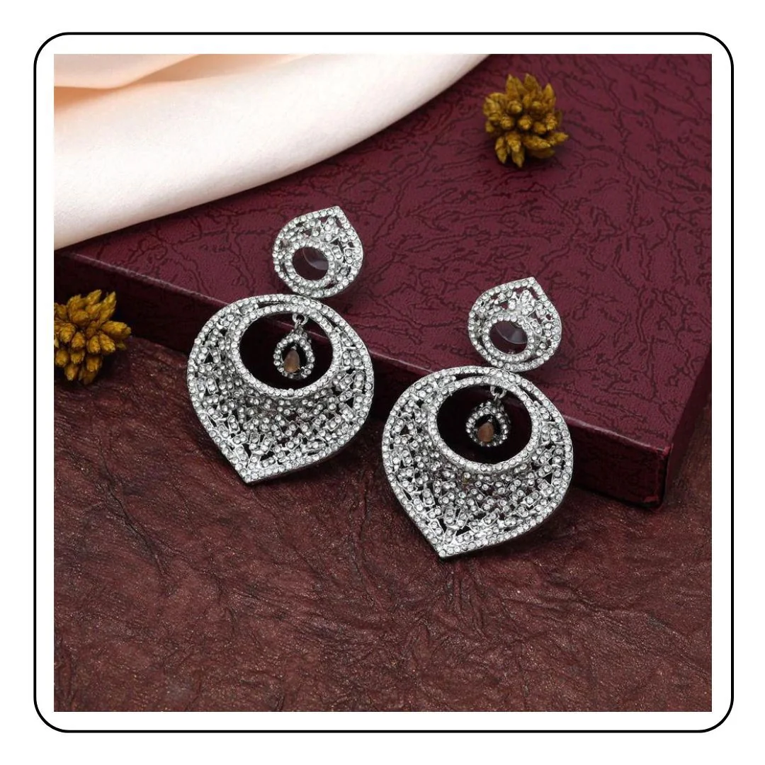 Silver and Peach Indian Earrings - Sattva Best of India - earrings_Silver_Stone_Ruby_Pink_Traditional_Rani_Sattva Best of India