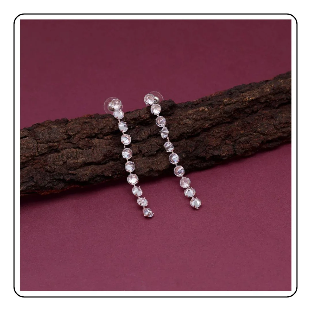 White Color Rose Gold Earrings - LIMITED EDITION - Sattva Best of India - White Color Rose Gold Earrings fig 1