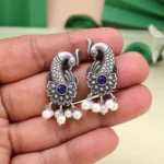 bold blue color oxidised earrings