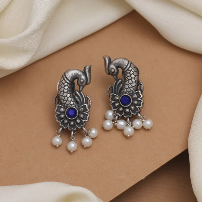 bold blue color oxidised earrings